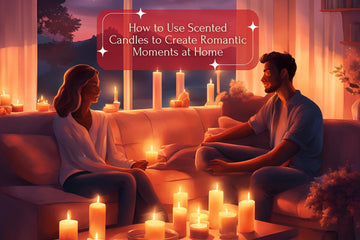 Romantic table setup with soy wax candles, rose petals, and a cozy ambiance