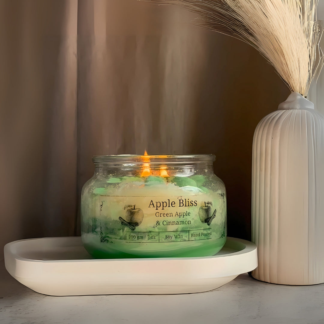 Dessert eco friendly candle apple cinnamon blueberries vanilla strawberry, coffee, chocolate