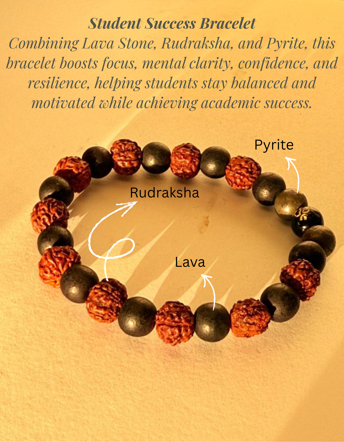 2 in 1 Student Success & Emotional Balance Bracelet (Lava and Rudraksha)