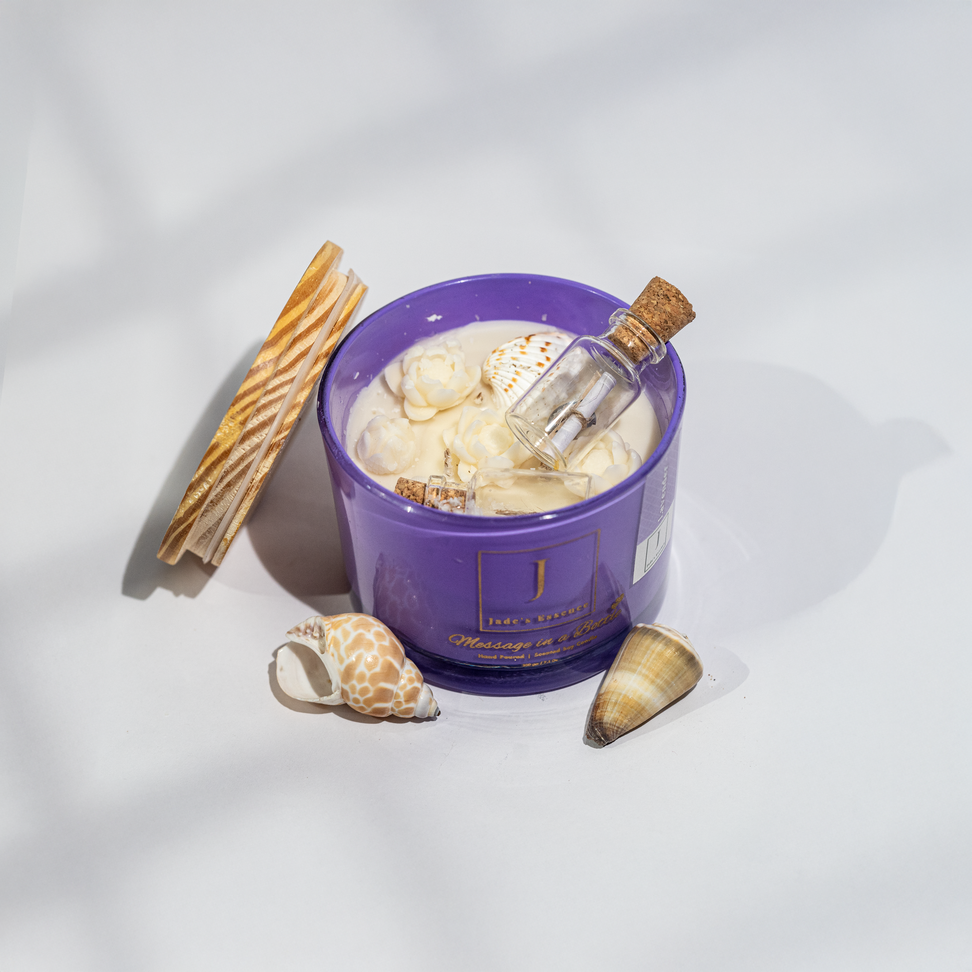 Eco friendly scented candle 3 wick, jute fiber wick
