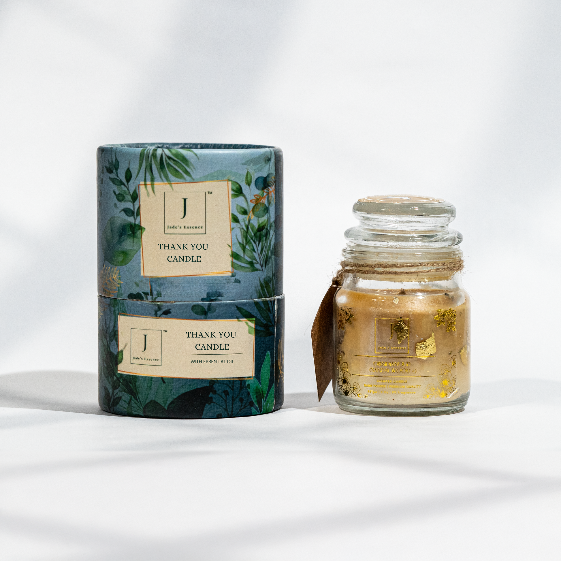 Eco friendly candle  with packaging on a white background