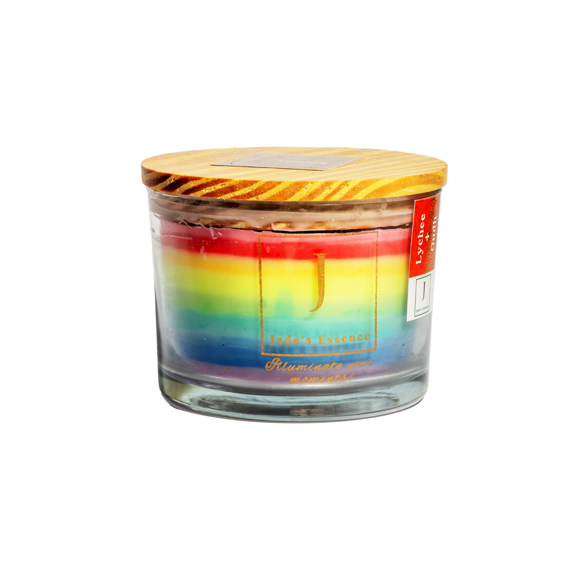 eco friendly scented candle jute fiber wick Gay and LGBTQ friendly Ecofriendly  pride candle Lychee and Oudh fragranced from jade's essence 