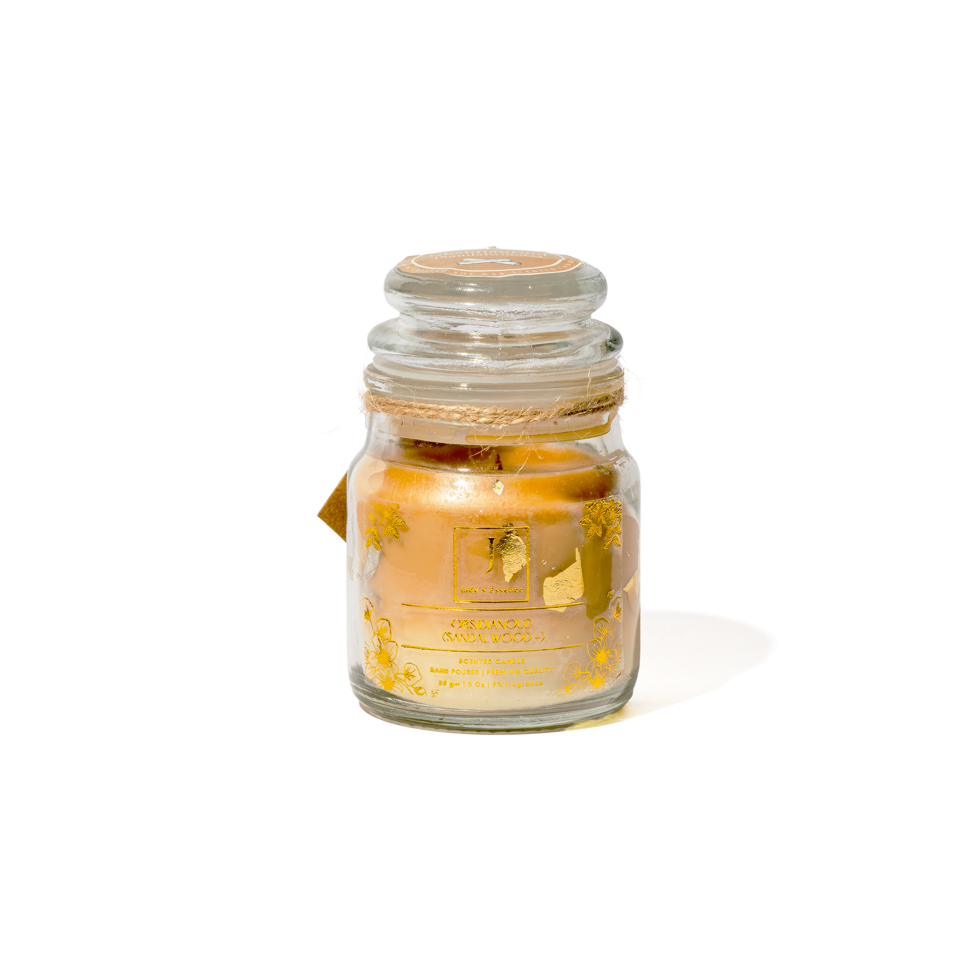 ecofriendly candle with a label on a white background