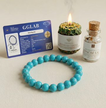 Certified Turquoise Bracelet for Mental health with Aura Cleansing Kit