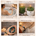 Four-step process for a cleansing ritual using Epsom salt, candles, and crystals.