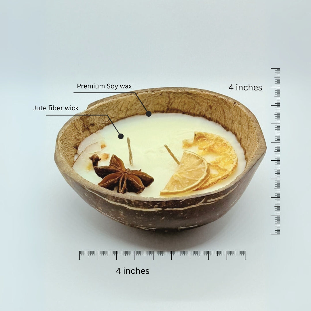 Coconut Shell Candle with Dry Spices