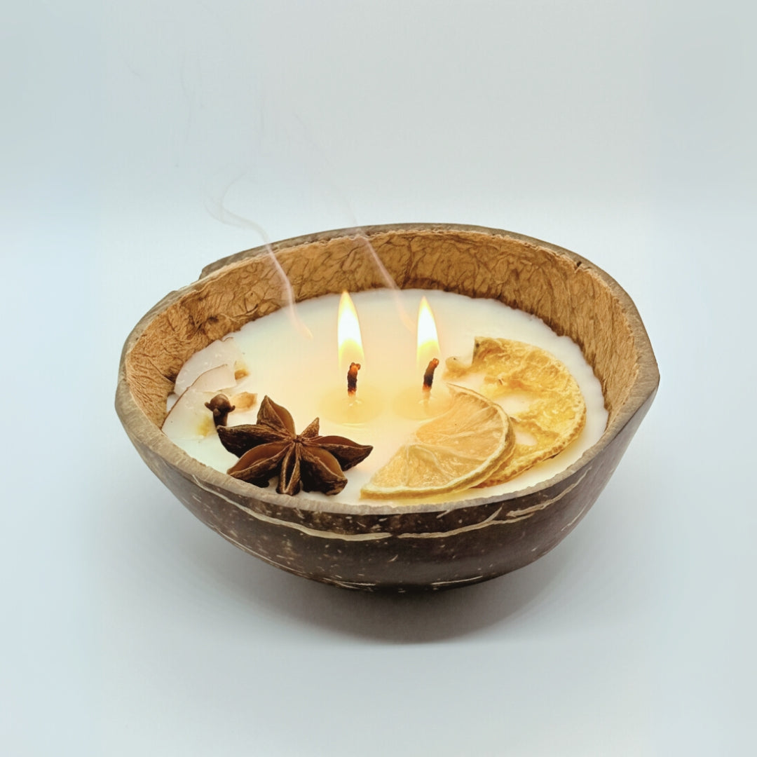 Coconut Shell Candle with Dry Spices