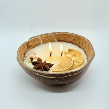 Coconut Shell Candle with Dry Spices