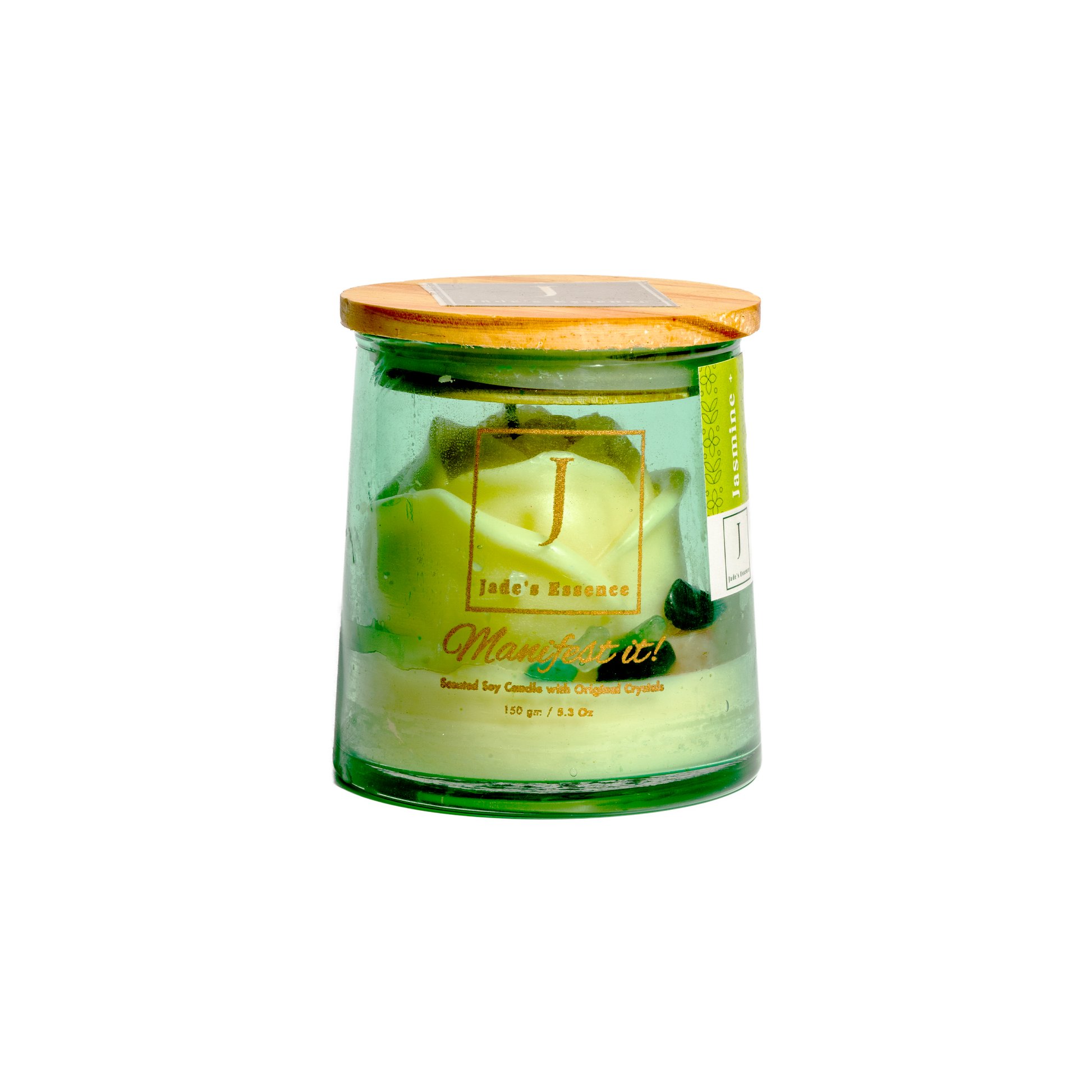 Jades essence manifestation eco friendly candle crystal infused scented candles jasmine
