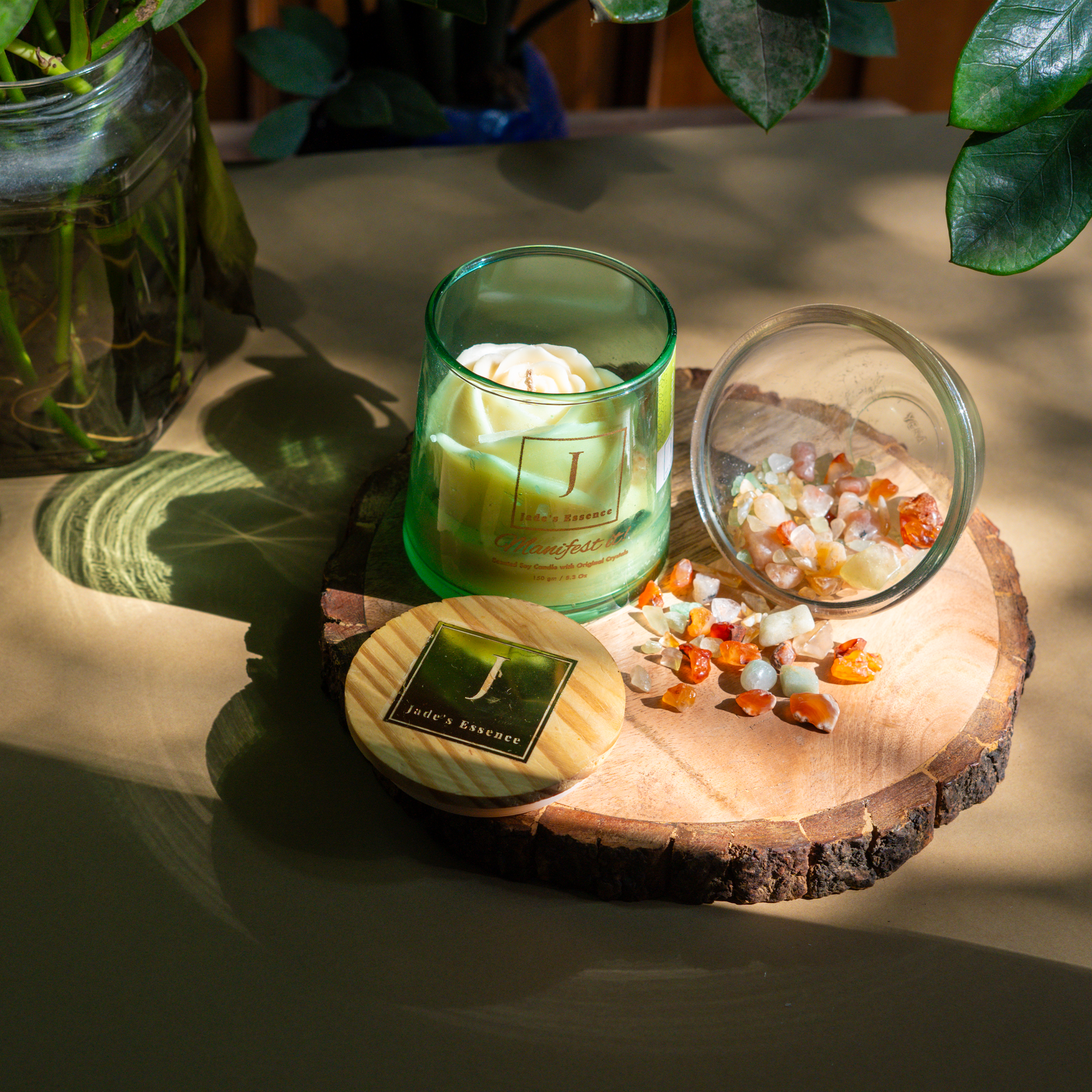 manifestation ecofriendly candle crystal infused scented candles jasmine