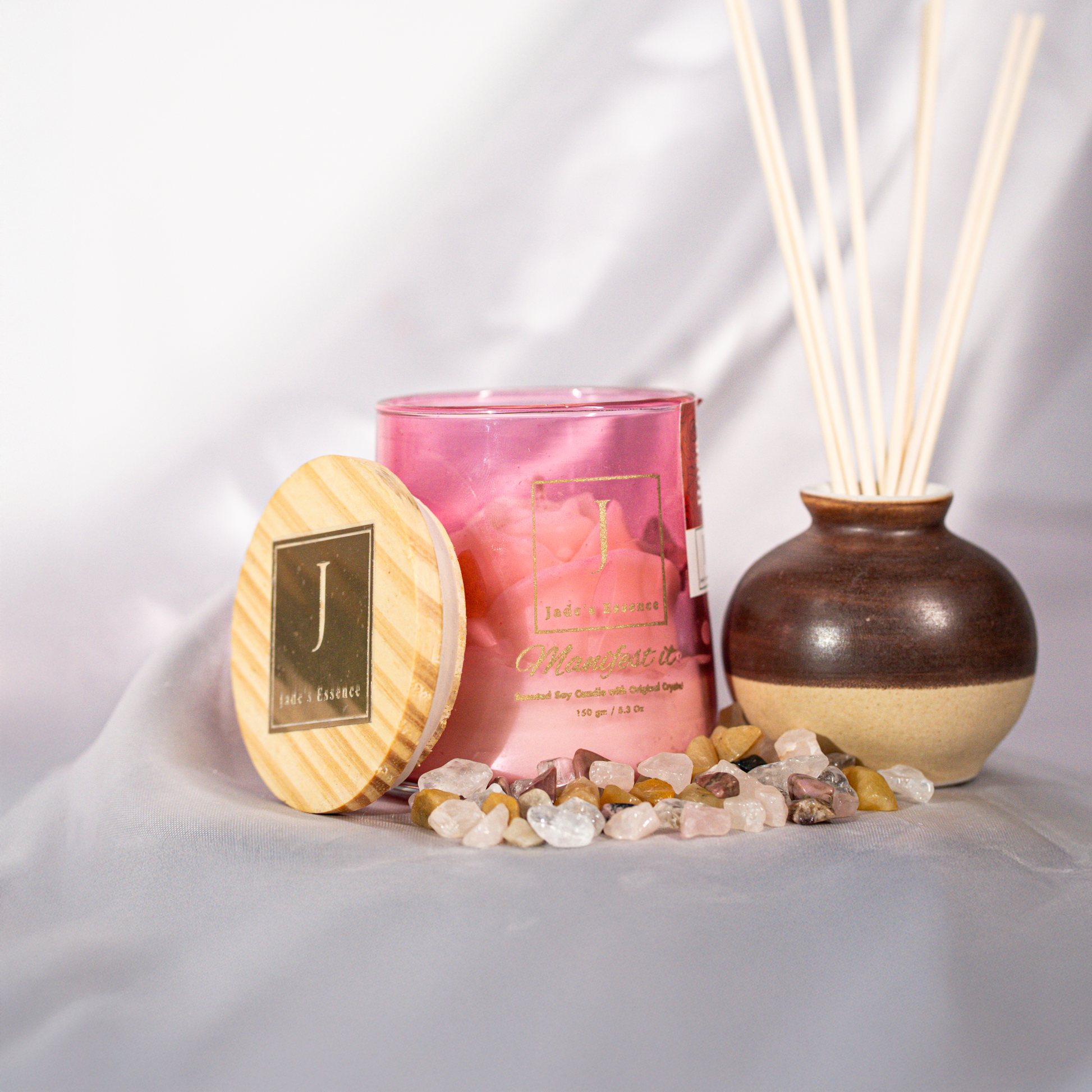 manifestation candle crystal infused scented candles 