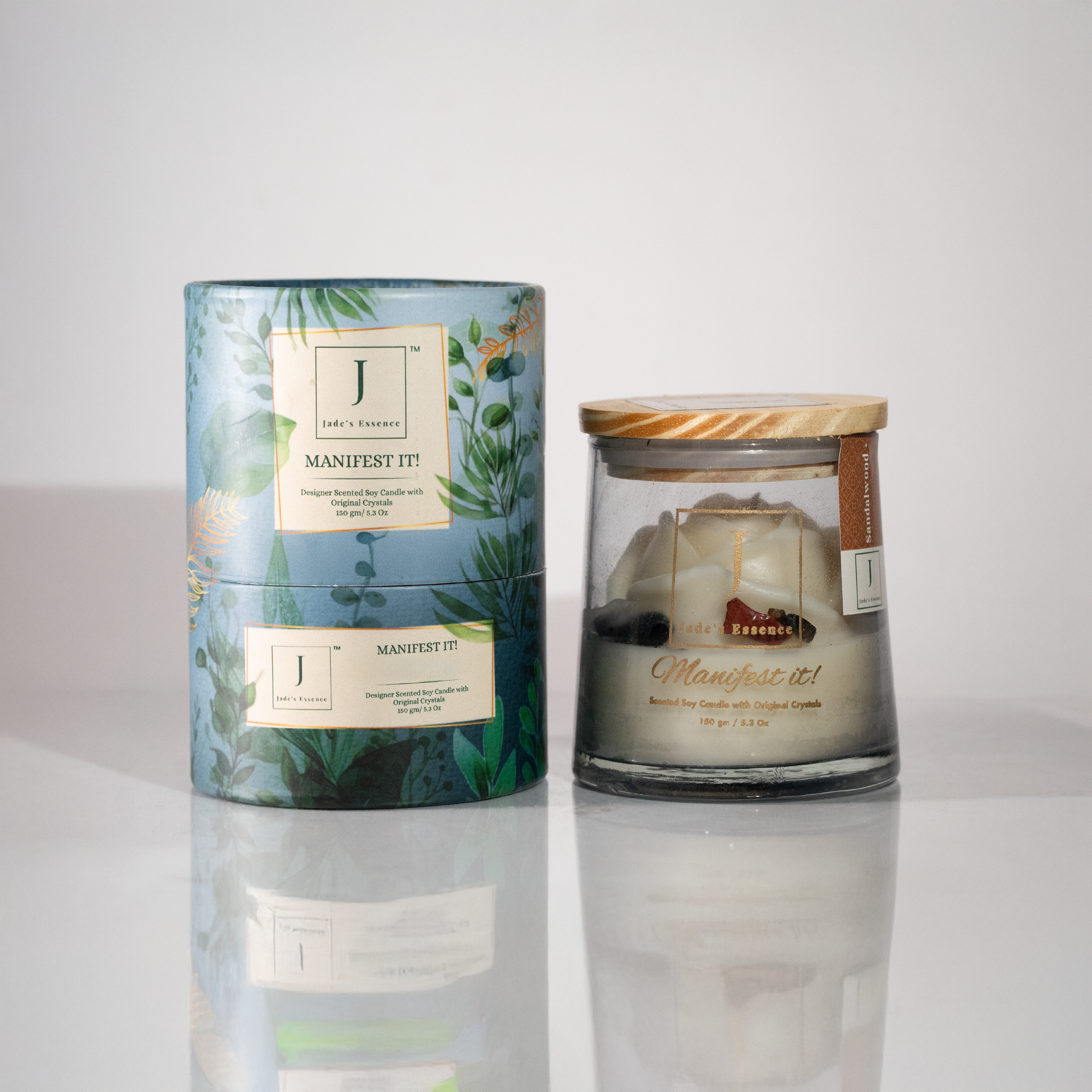 manifestation candle crystal infused scented candles , eco friendly with jute fiber wick