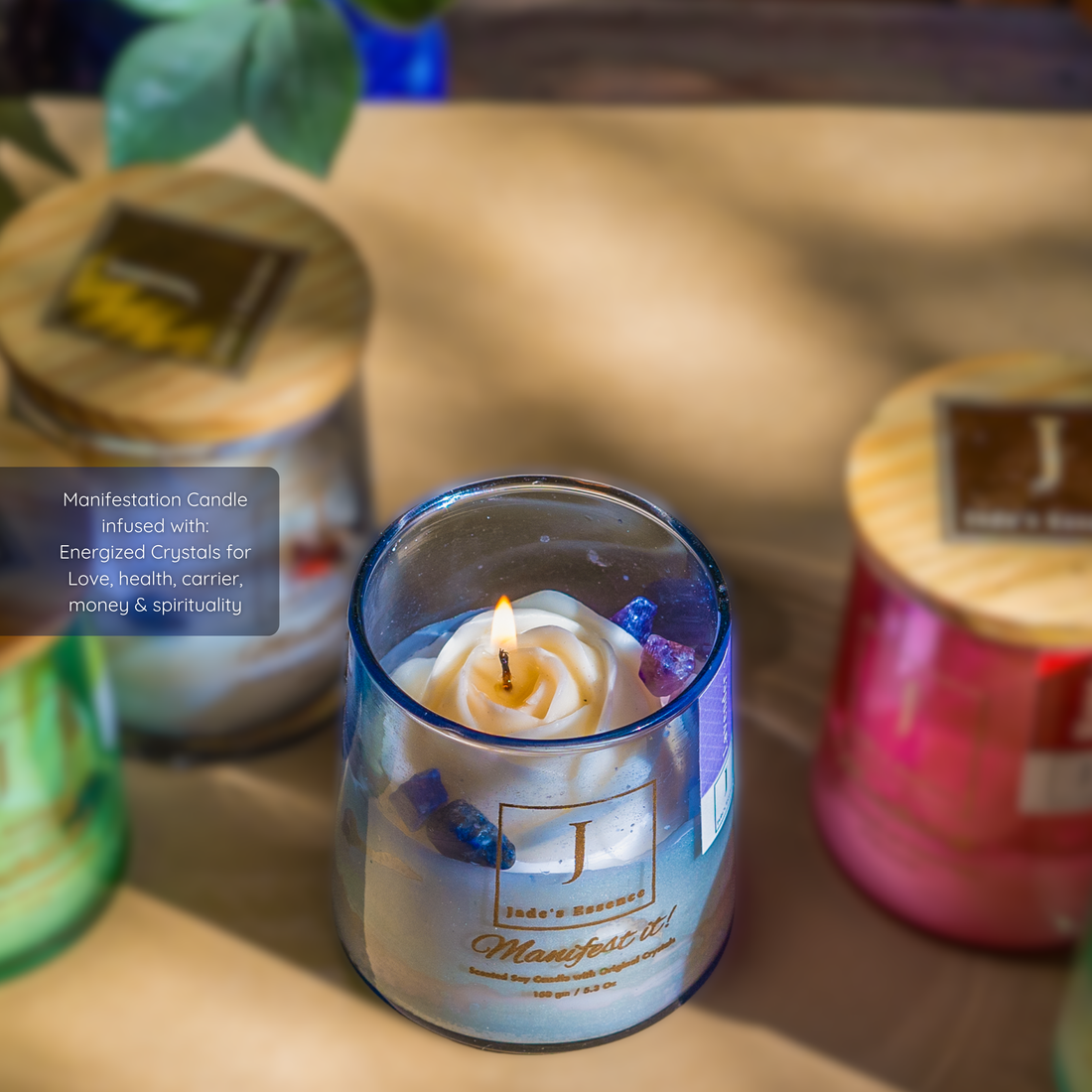 crystal infused eco friendly candle