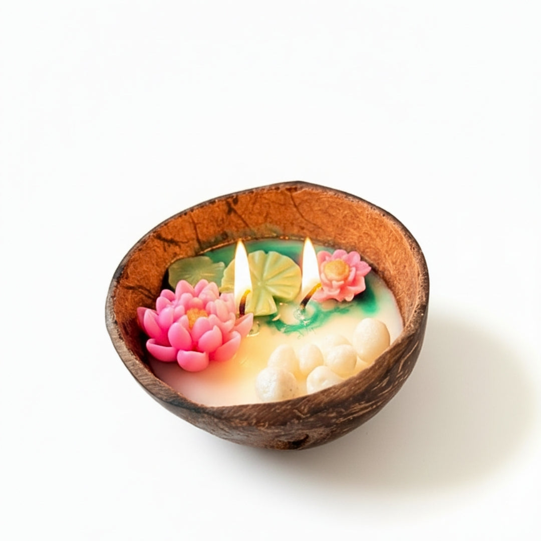 Coconut Shell Candle – Pond Lotus & Pearls