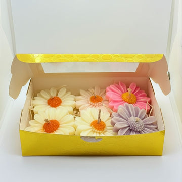 Set of 6 Floating Sunflower and Daisy Candles-Diwali Candles