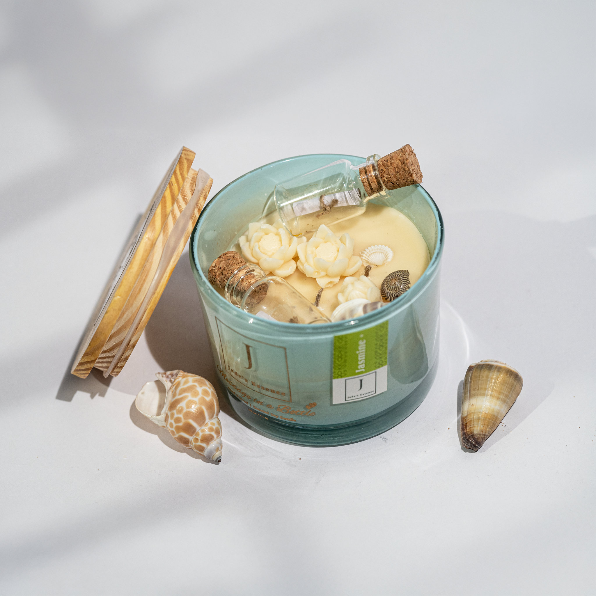 Eco friendly scented candle 3 wick, jute fiber wick
