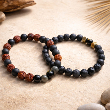 2 in 1 Student Success & Emotional Balance Bracelet (Lava and Rudraksha)