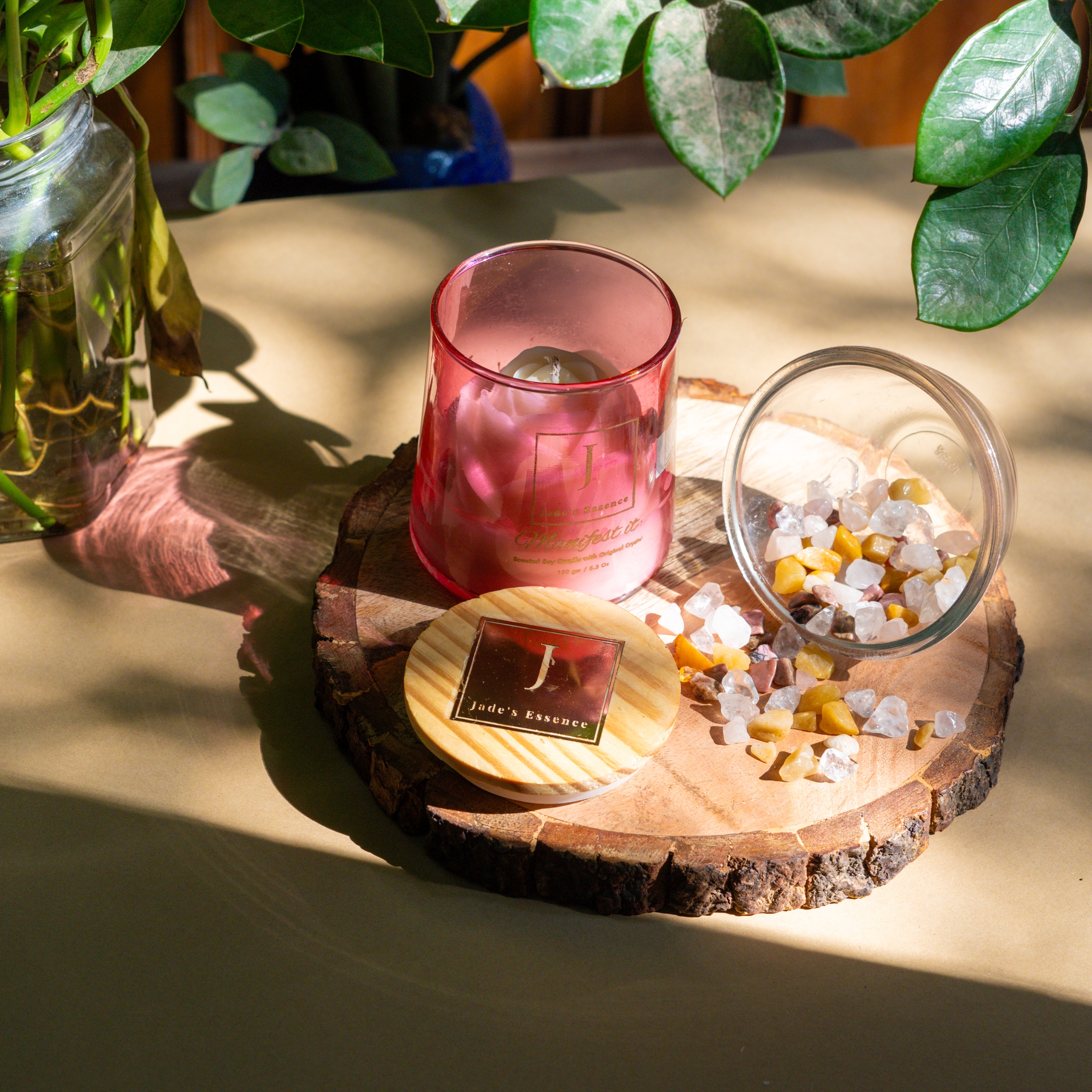 manifestation candle crystal infused scented candles 