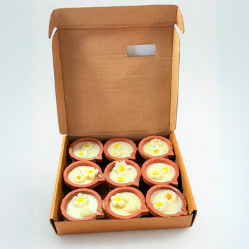 Set of 9 Small Terracotta Diyas-Eco friendly