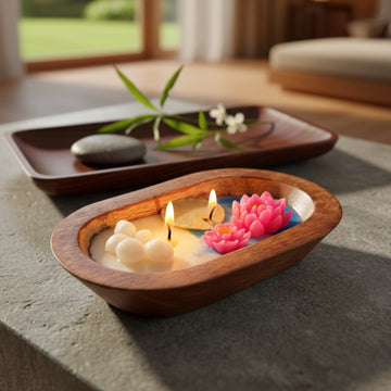 Small Boat Candle with Lotus Pond & Pearls – Seabreeze