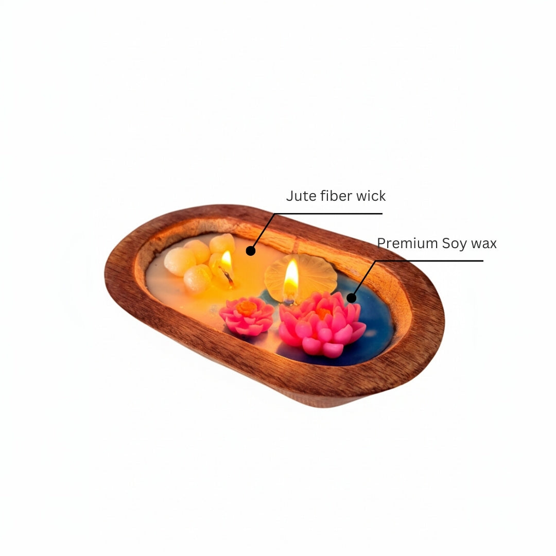 Small Boat Candle with Lotus Pond & Pearls – Seabreeze