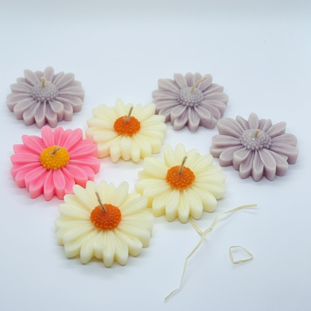 Set of 6 Floating Sunflower and Daisy Candles-Diwali Candles