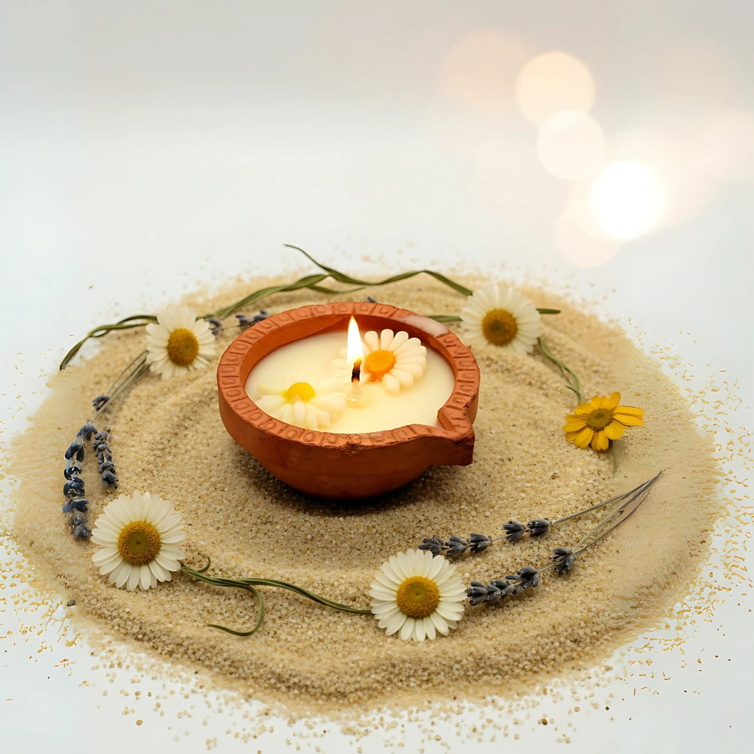 Set of 9 Small Terracotta Diyas-Eco friendly