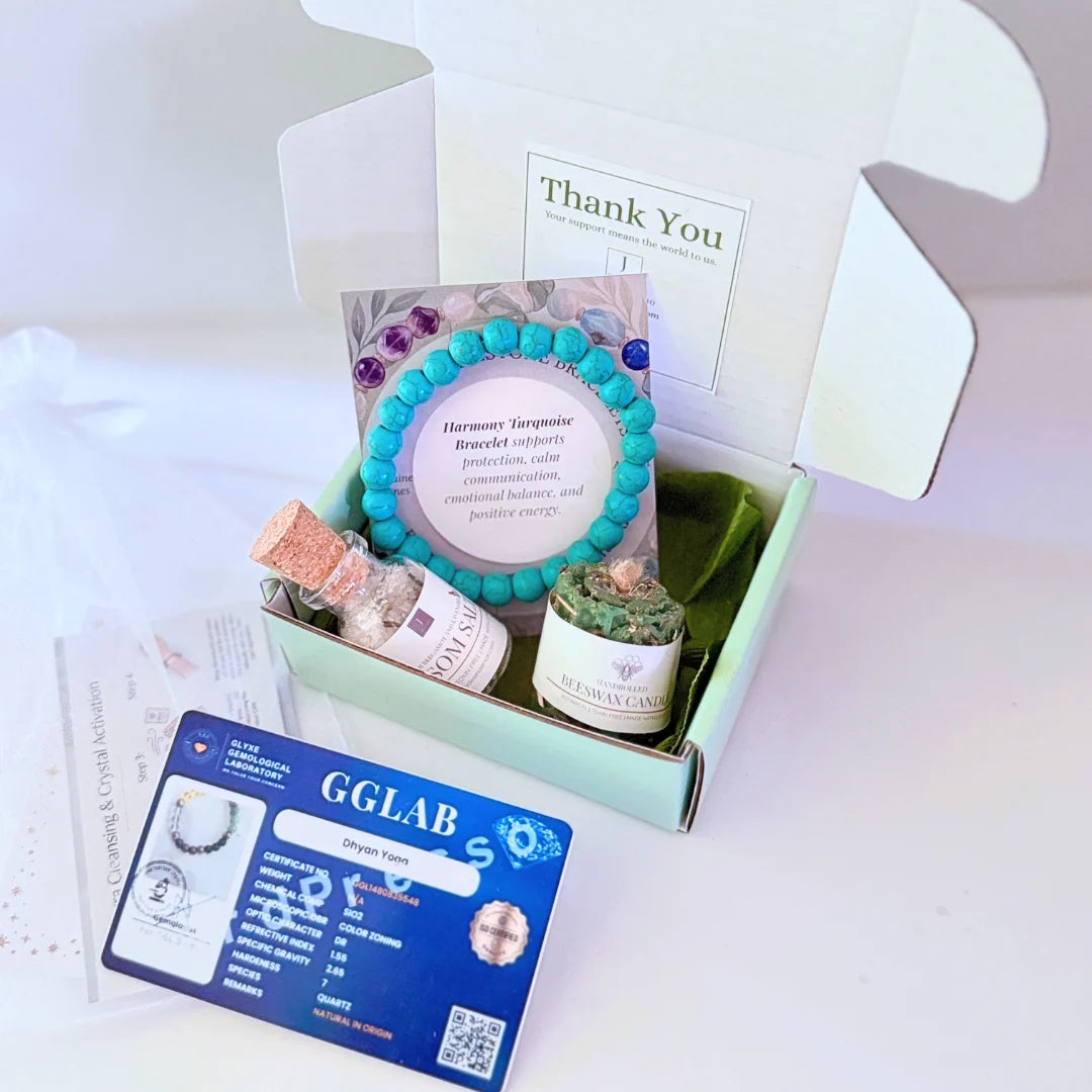 Certified Turquoise Bracelet for Mental health with Aura Cleansing Kit